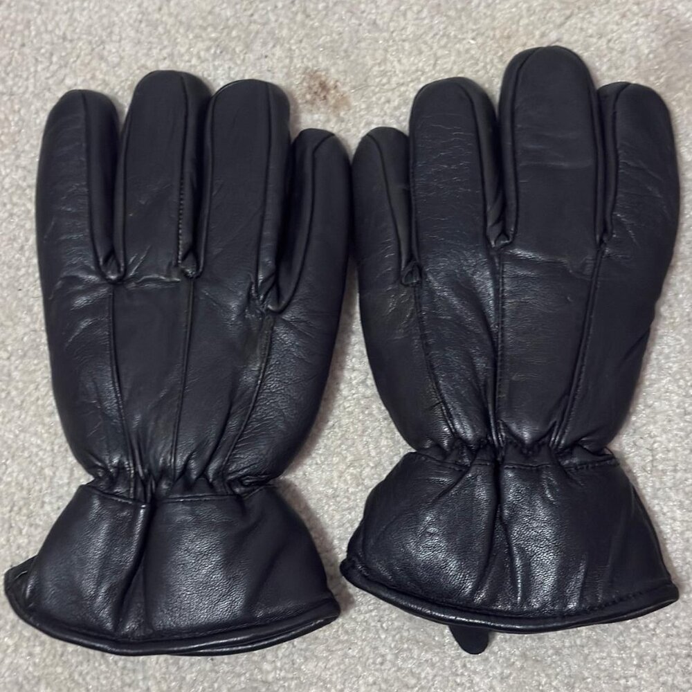 Classic Black Leather Winter Gloves – Soft Insulated Cold Weather Driving Gloves